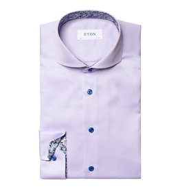 Eton Signature Twill with floral daisy trim - Violet