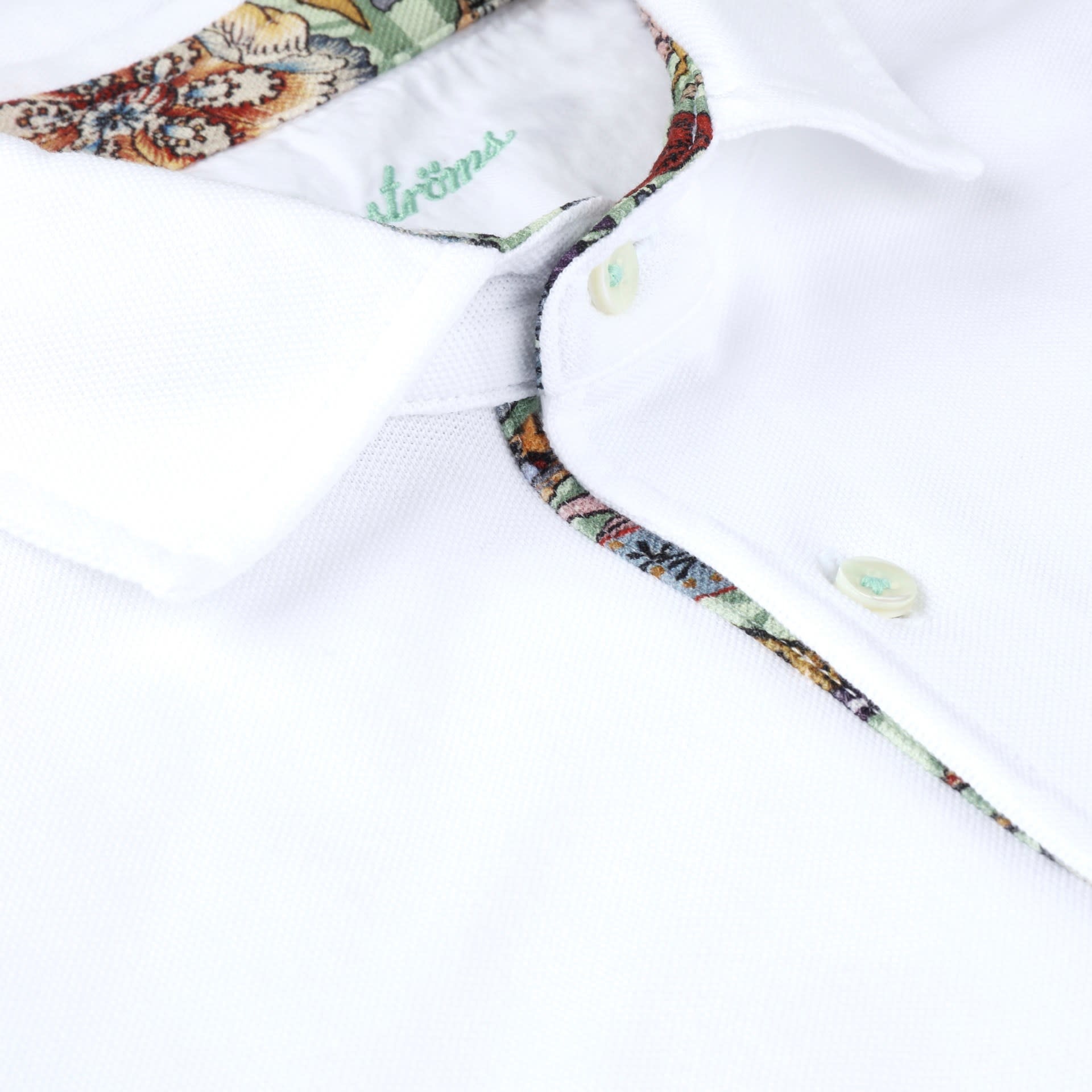 Stenstroms Pure Cotton Polo shirt with floral trim