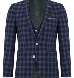 Remus Uomo Navy Blue 3 piece suit with check jacket