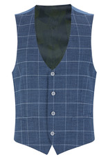 Remus Uomo Blue Window pane check waistcoat