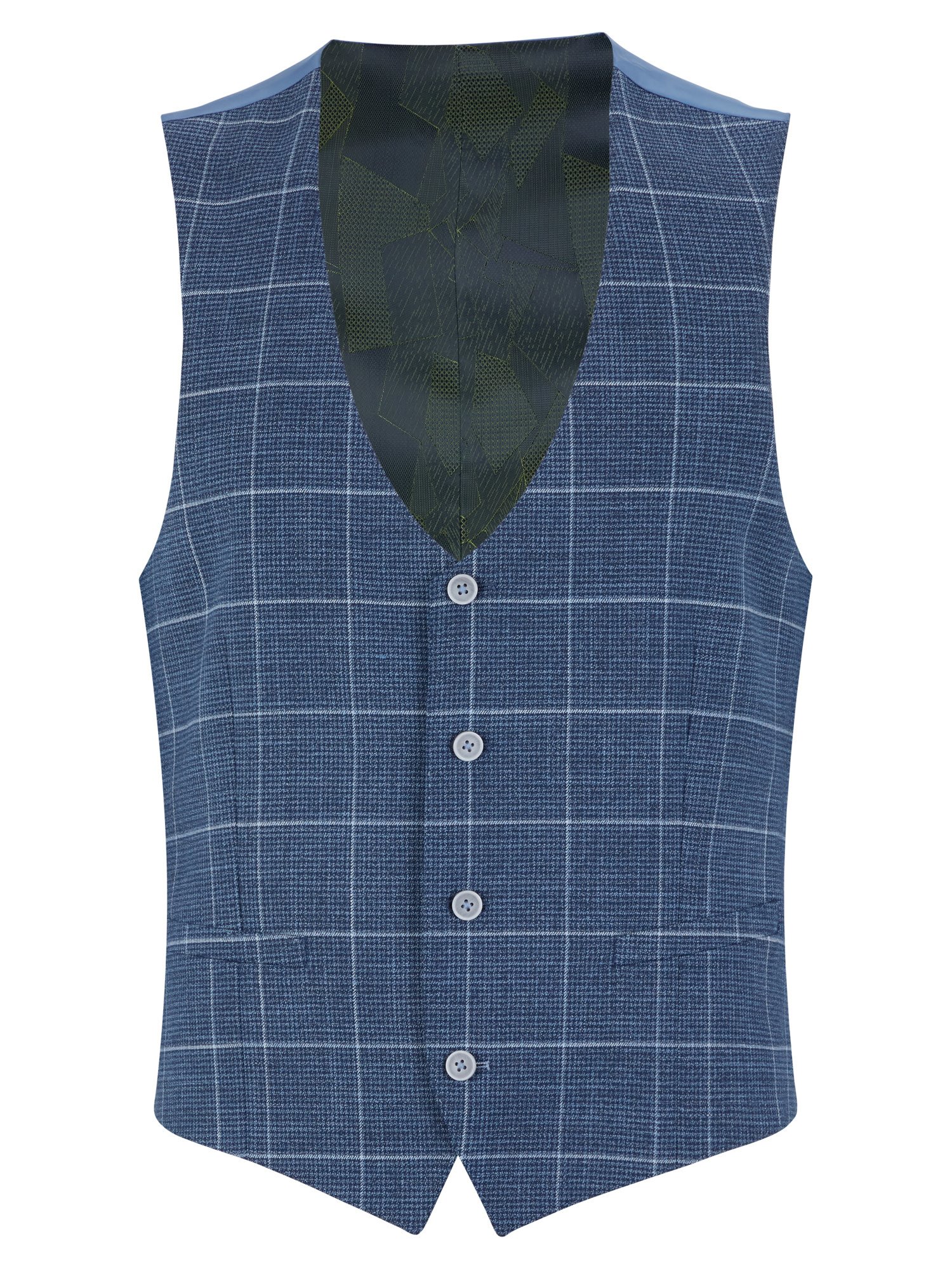 Remus Uomo Blue Window pane check waistcoat