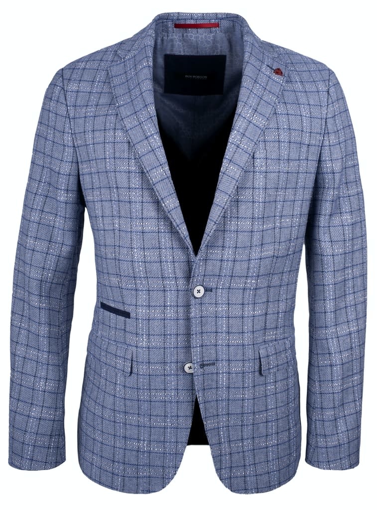 Roy Robson Light Blue Grid Check cotton/linen Jacket
