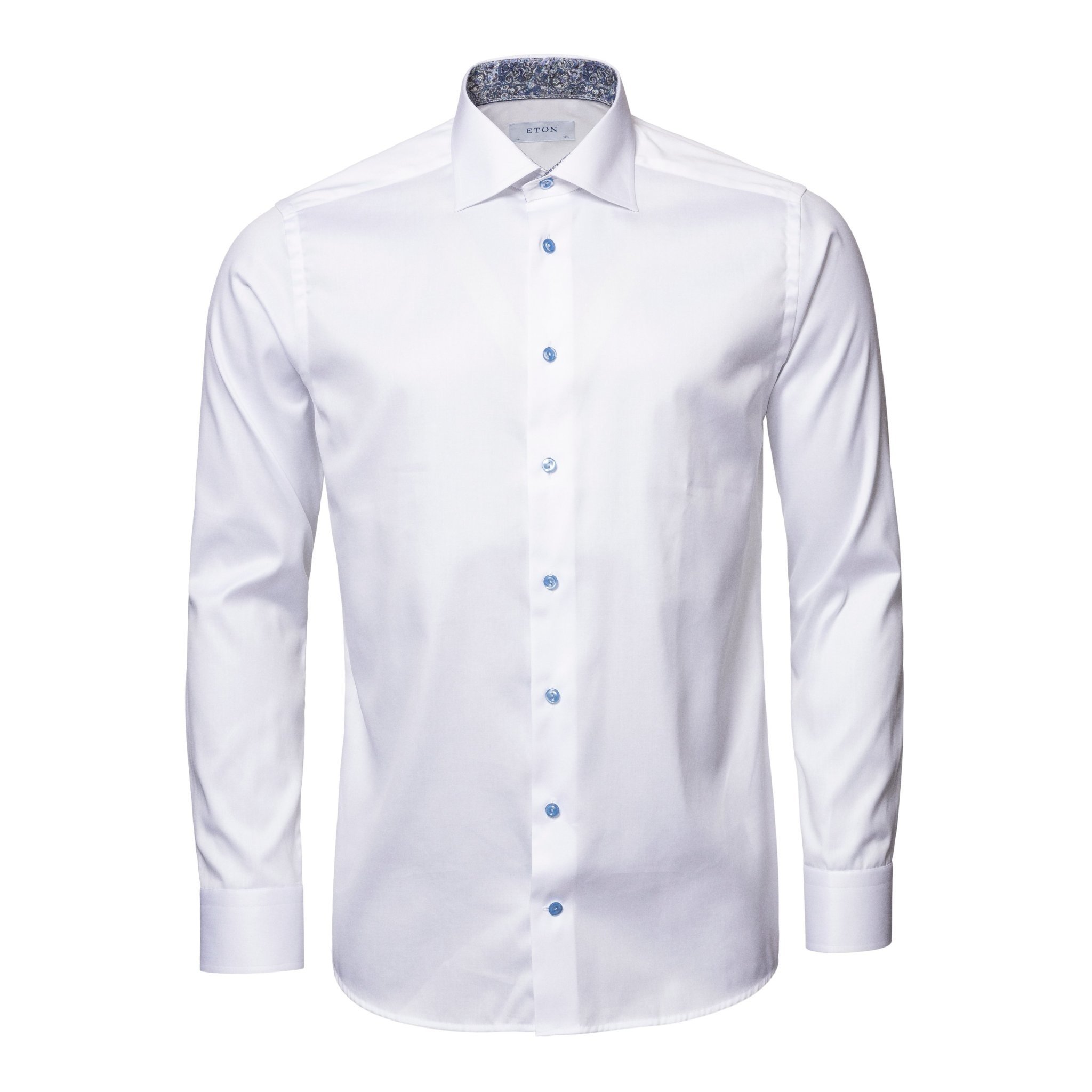 Eton Signature Twill with trim and contrast button