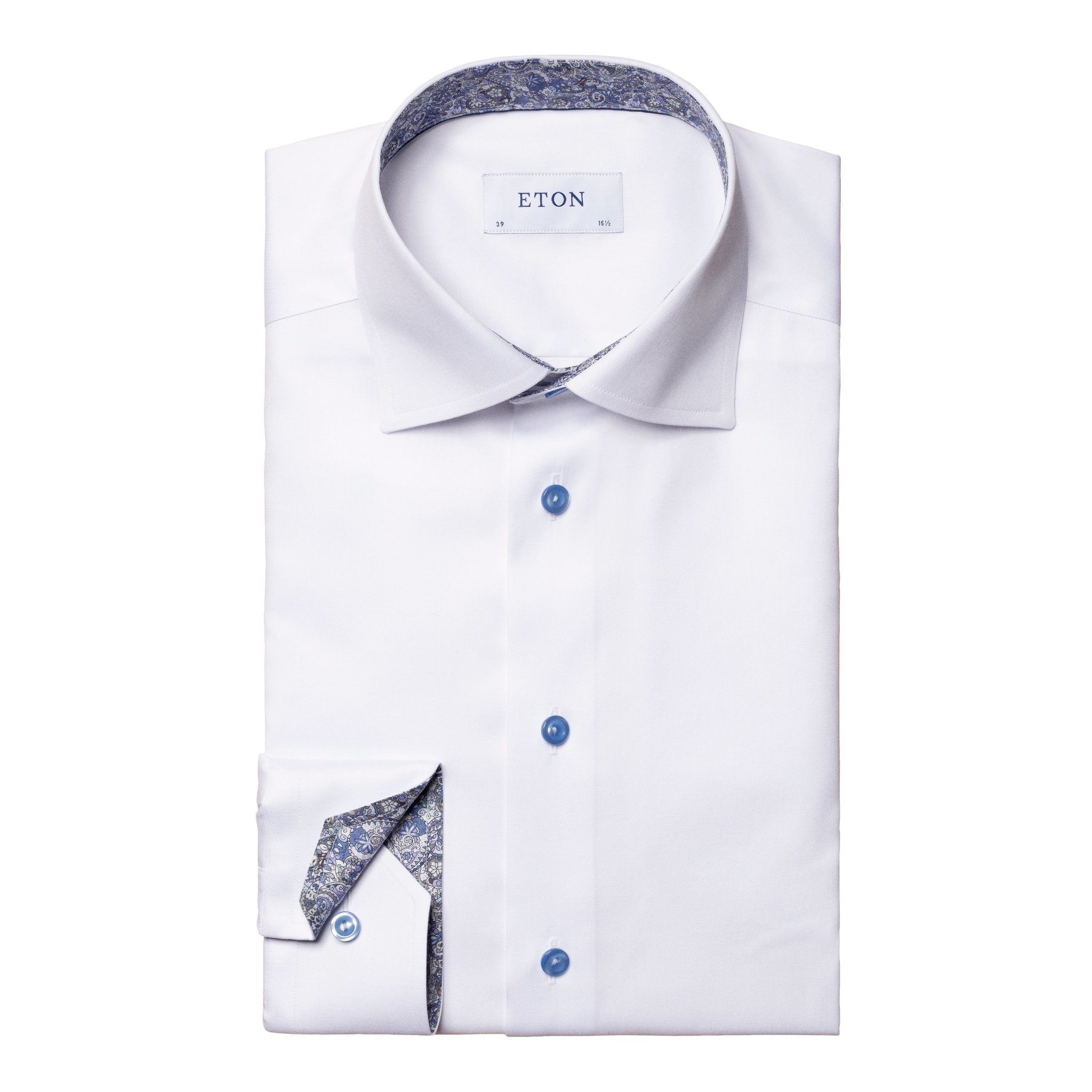 Eton Signature Twill with trim and contrast button