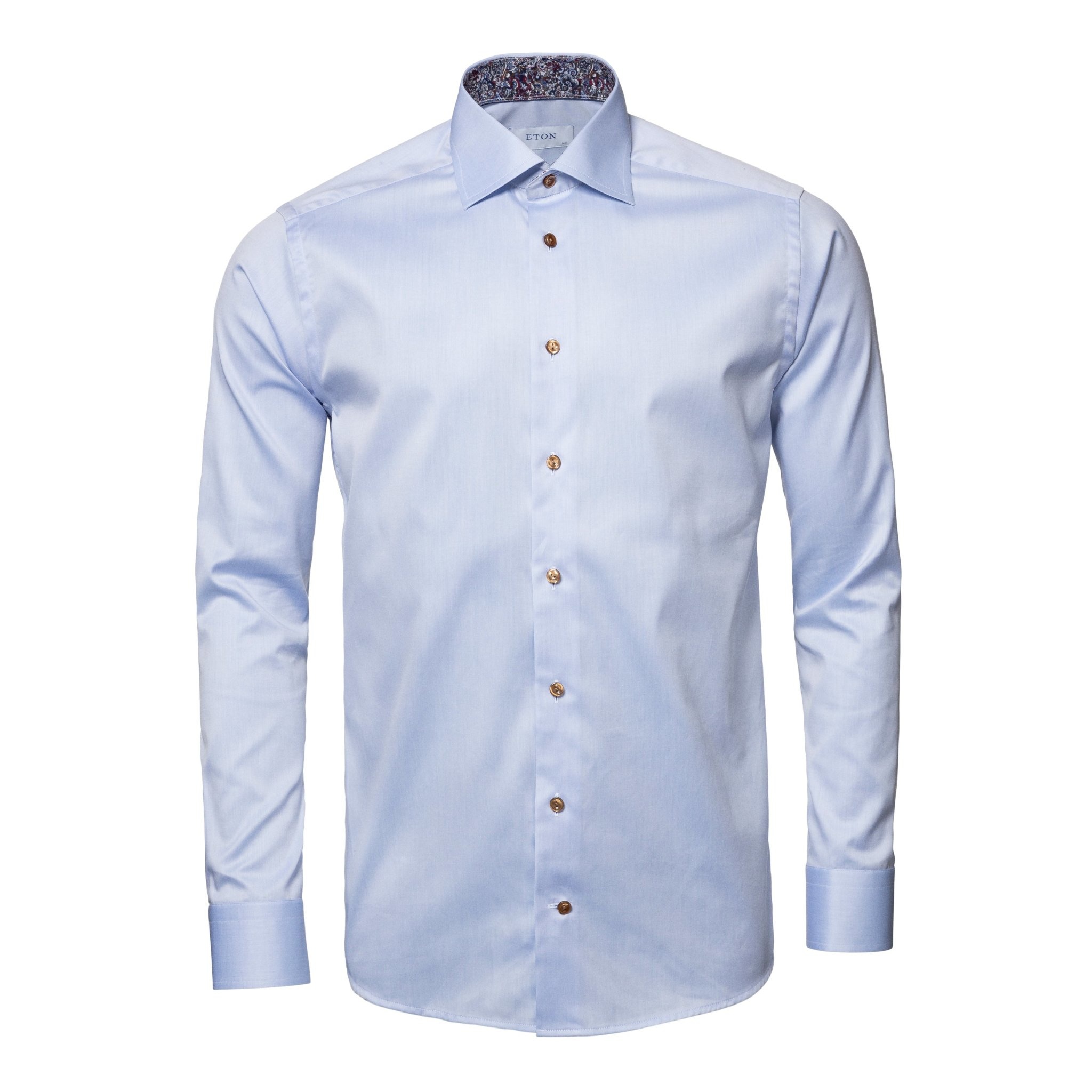 Eton Signature Twill with trim and contrast button