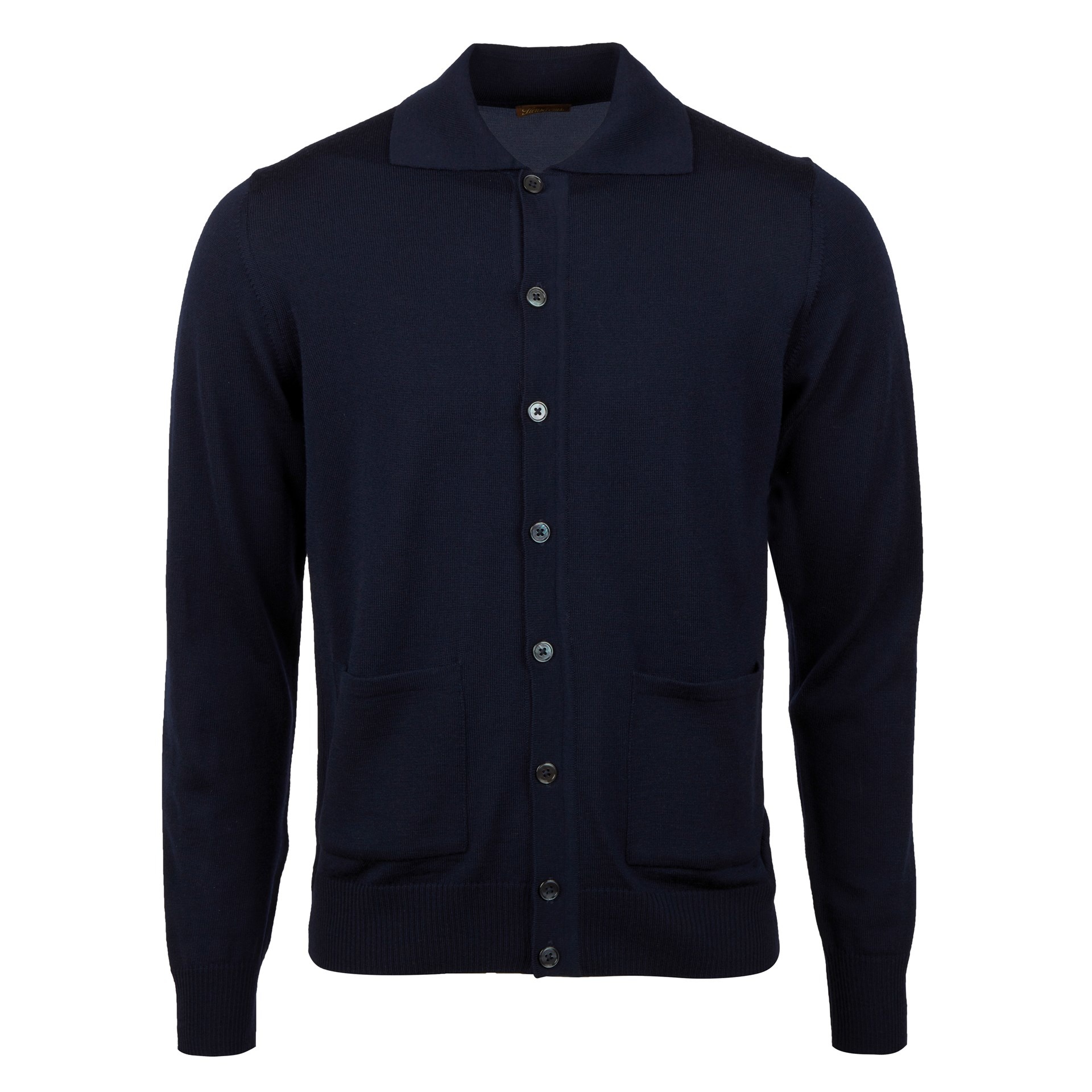 Stenstroms Navy merino cardigan with collar