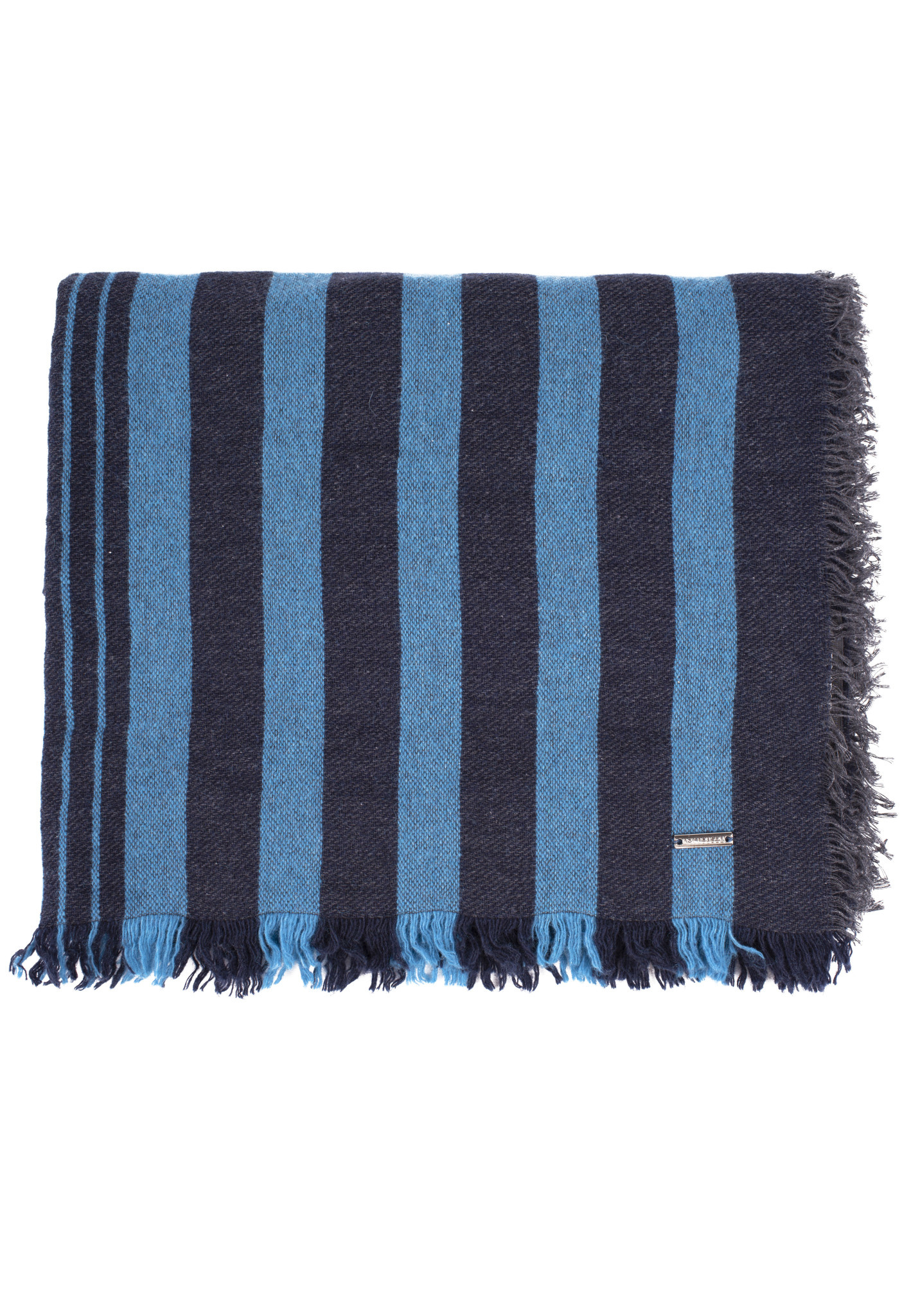 Roy Robson Stripe Wool Scarf - Navy/Baby Blue