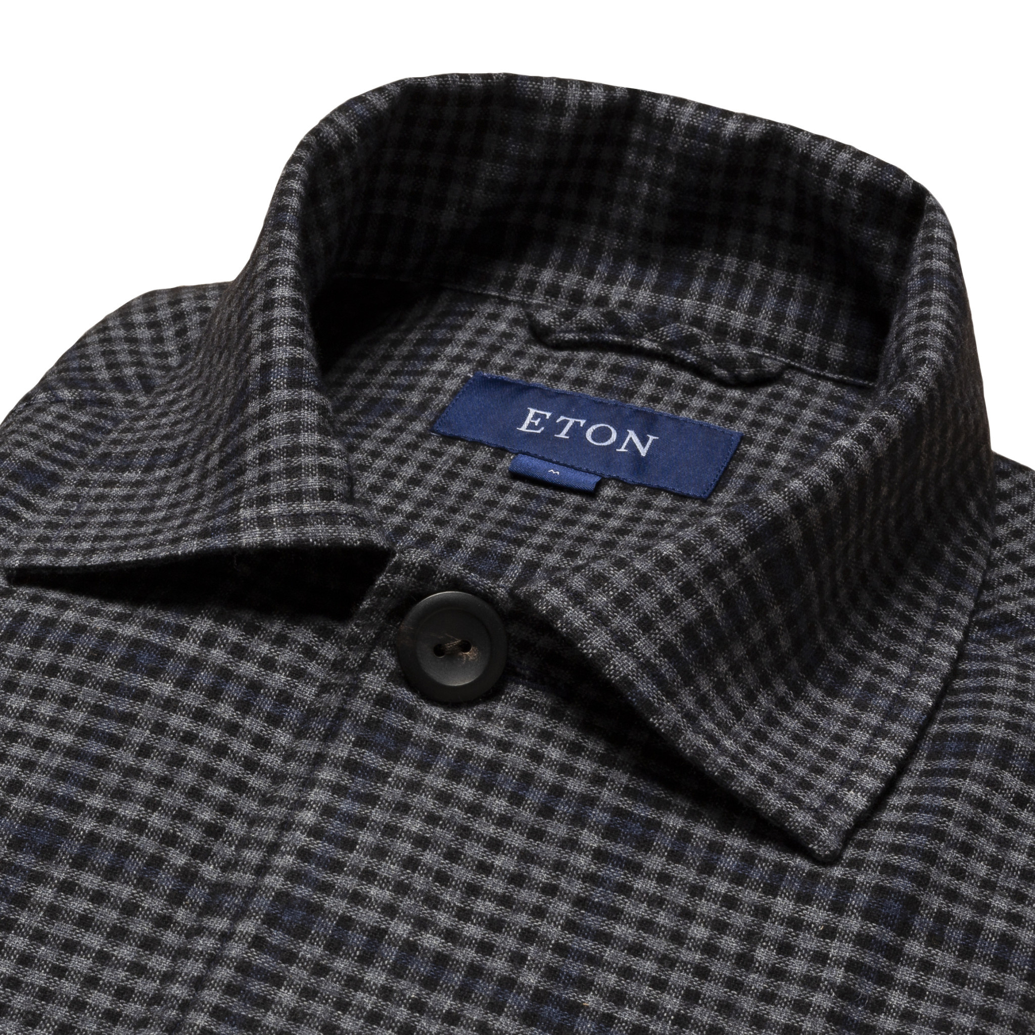 Eton Blue Checked Wool/Cashmere Overshirt