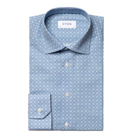 Eton Tile Print Mosaic cotton tencel shirt