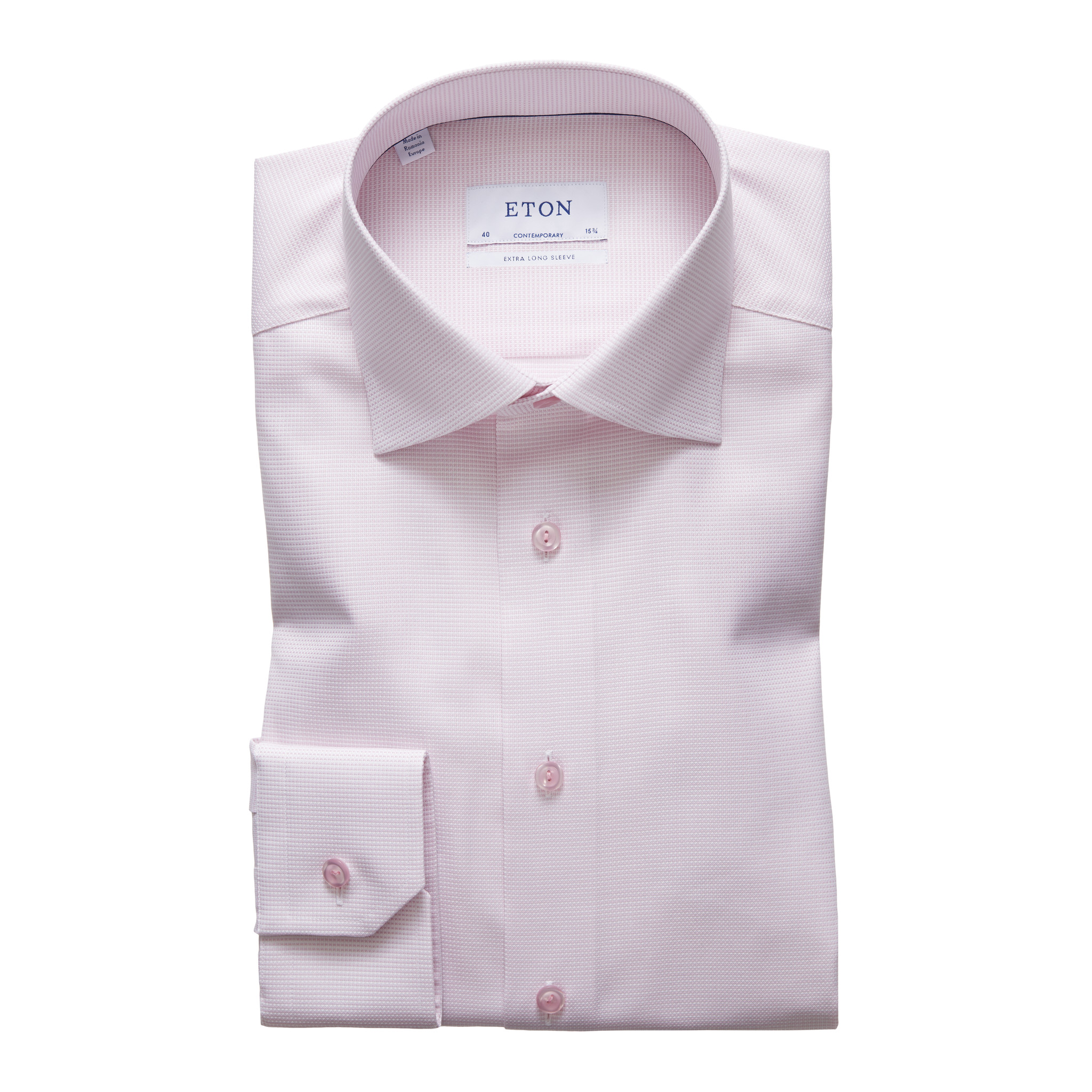 Eton Pale Pink Textured twill with pink button