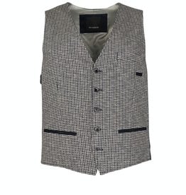 Roy Robson Textured houndstooth waistcoat with trim detail - Blue