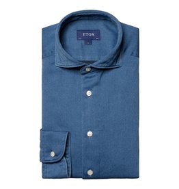 Eton Dark Blue Satin Indigo Shirt - slim