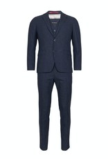 Roy Robson Tollegno micro check linen/wool suit Jacket- Navy