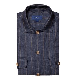 Eton Pure Linen striped overshirt