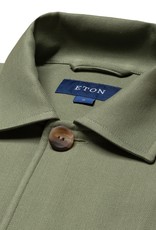 Eton Olive Green Textured Twill Overshirt