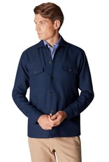 Eton Navy Blue Textured Twill Overshirt
