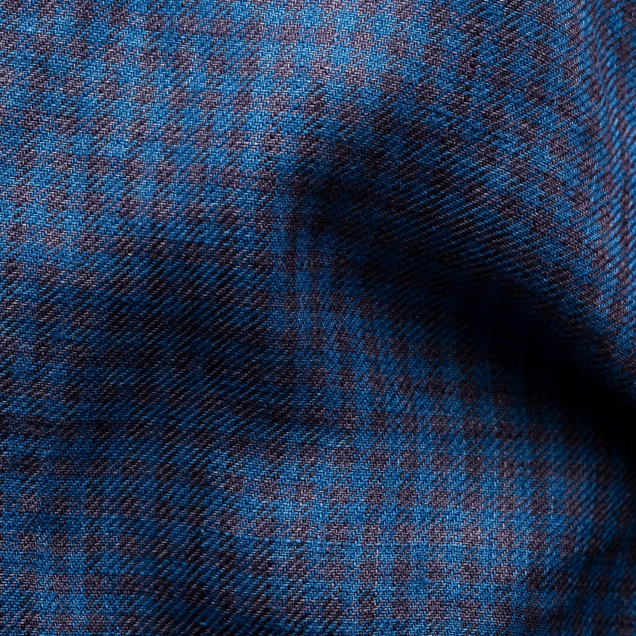 Eton Navy Linen micro check Twill shirt