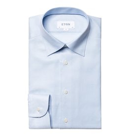 Eton Pale Blue Tencel stretch shirt with button under collar