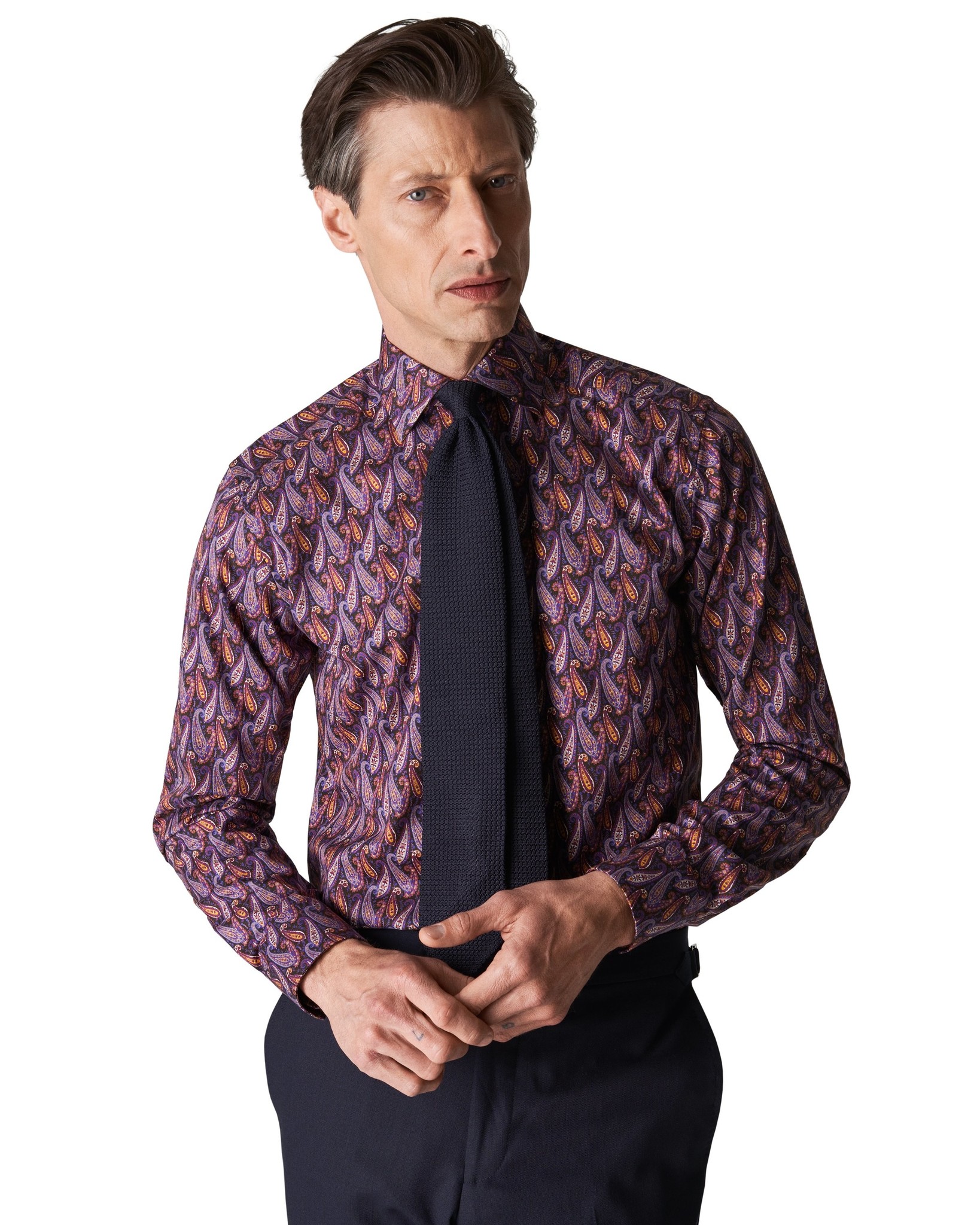 Eton Purple Paisley Print on Fine Twill