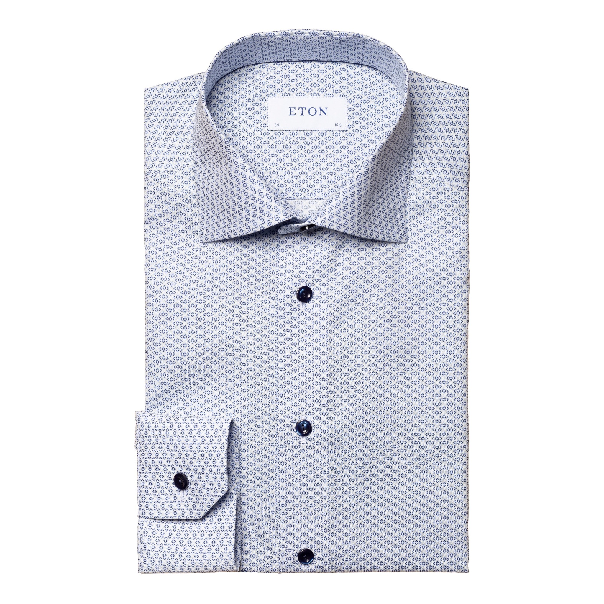 Eton Dark blue Geometric Print Signature Twill Shirt