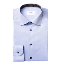 Eton Pale blue twill with paisley trim slim