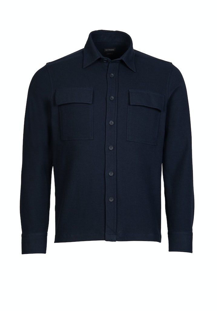 Roy Robson Navy Blue Knit Overshirt - James Of Montpellier