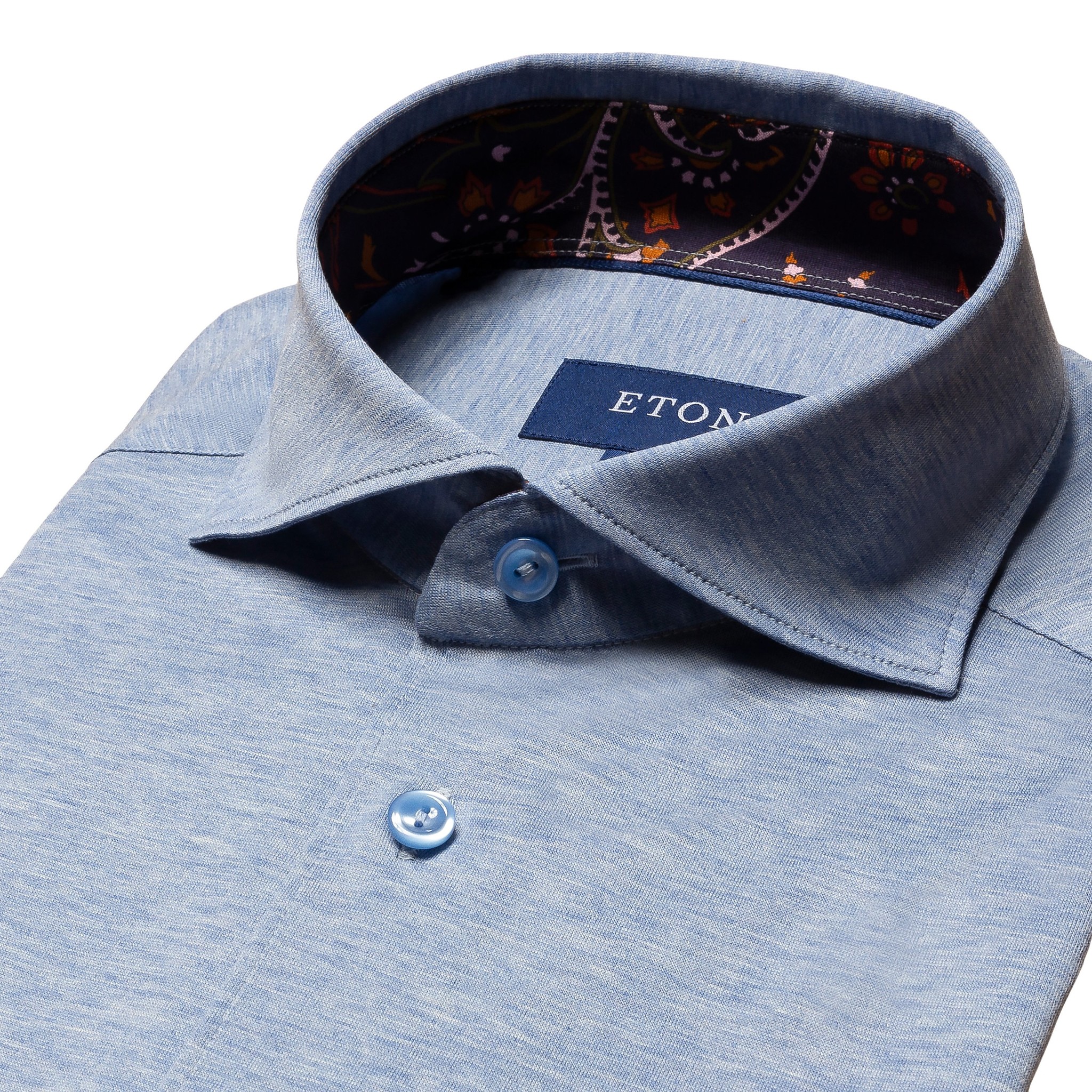 Eton Stretch Jersey Shirt with Navy Trim