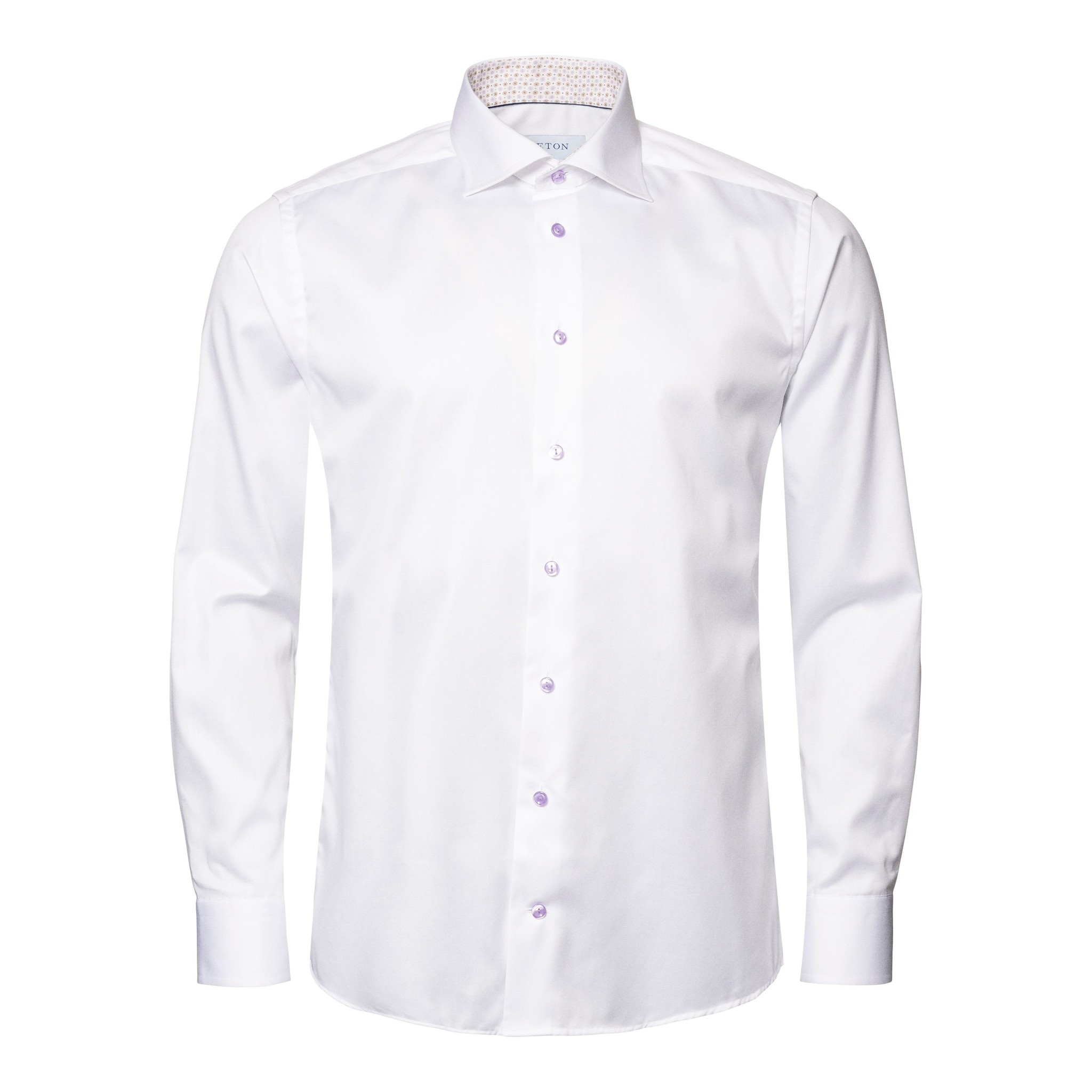 Eton White Signature Twill with Violet trim