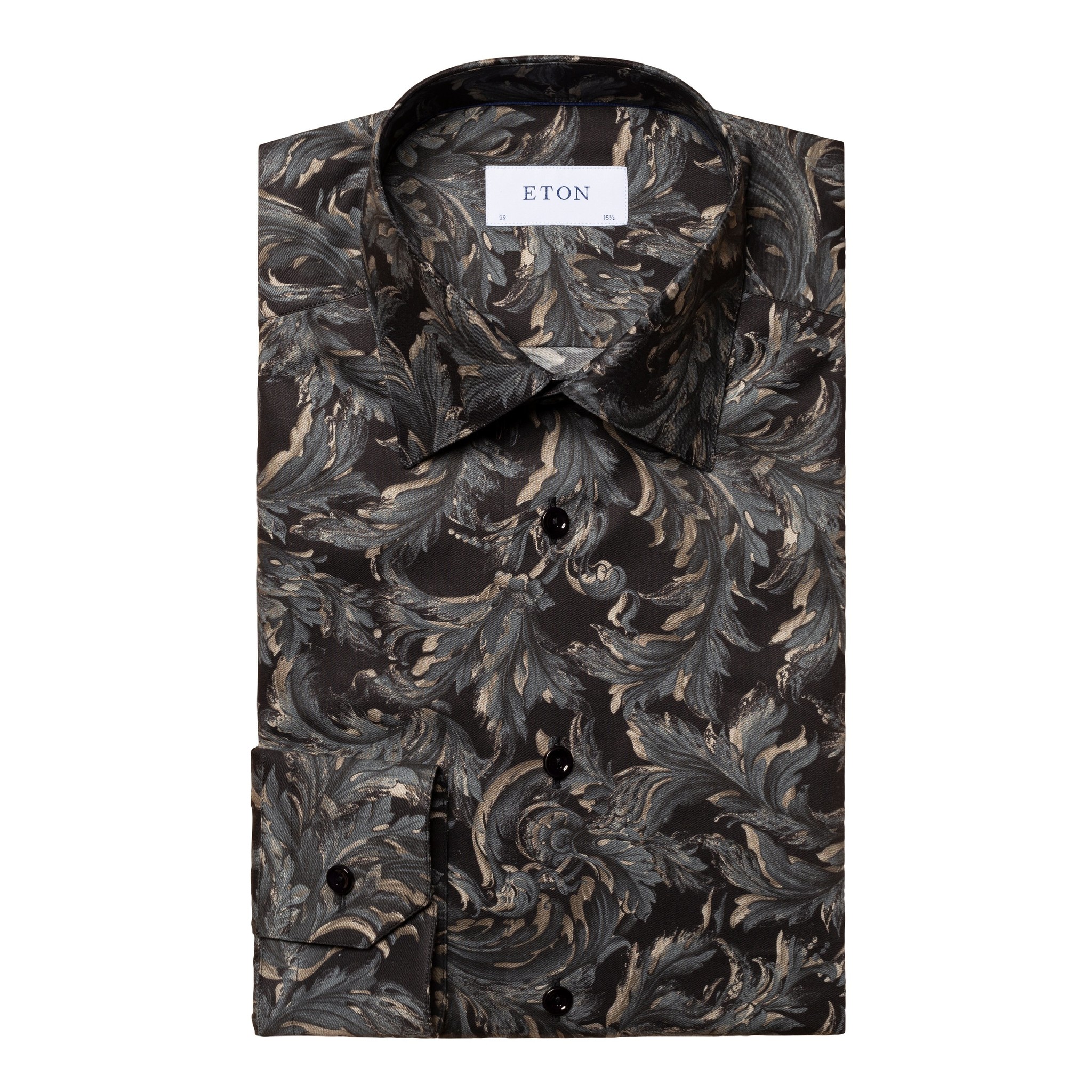 Eton Black & Blue Flower Print Twill shirt