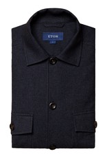 Eton Navy Houndstooth Cashmere Twill Overshirt