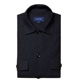 Eton Navy Houndstooth Cashmere Twill Overshirt