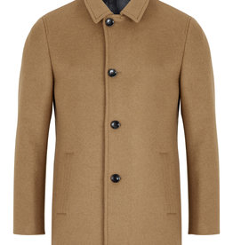 Douglas Camel Wool Town Coat with Leather trim