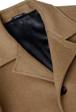 Douglas Camel Wool Town Coat with Leather trim