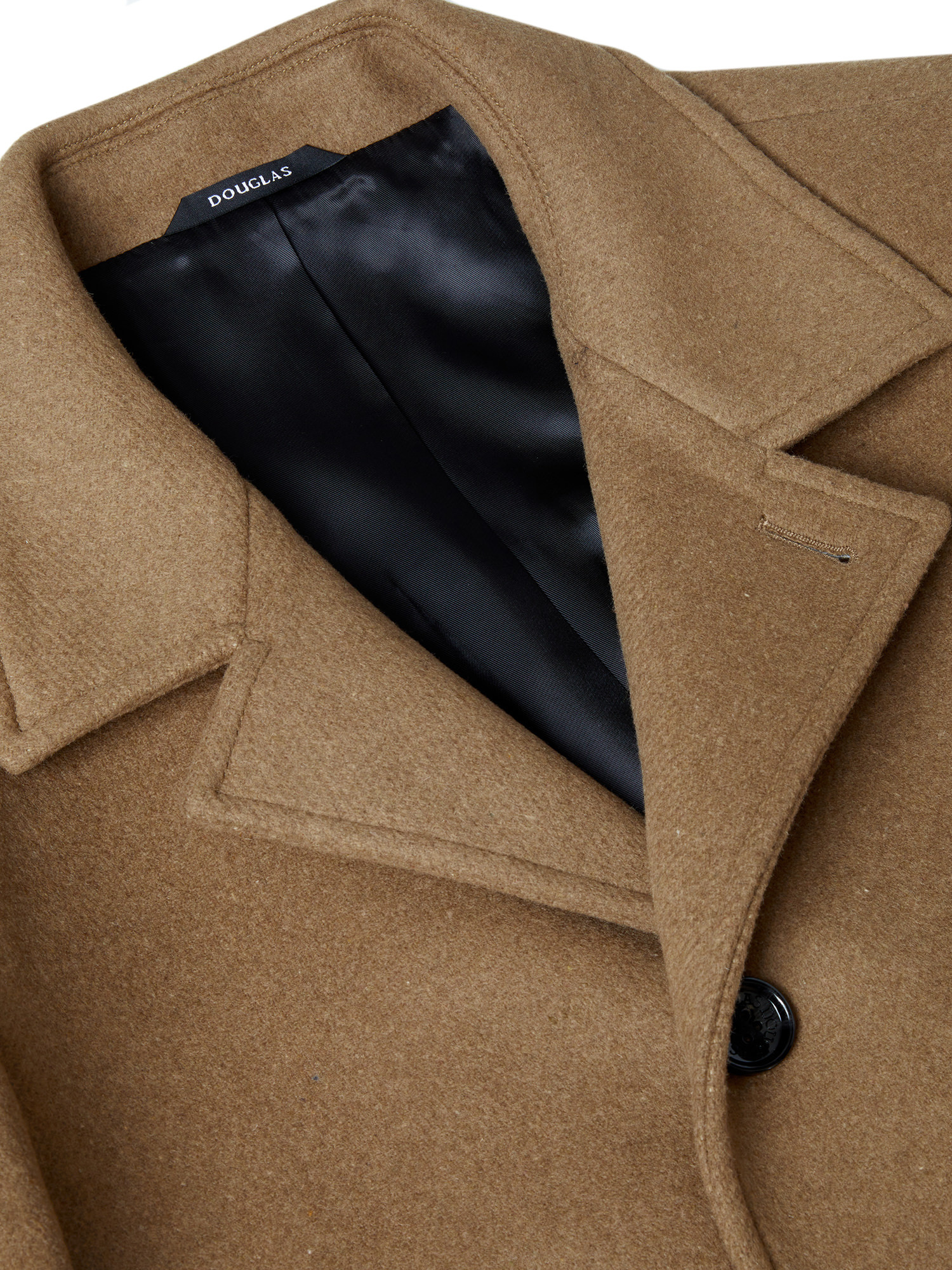 Douglas Camel Wool Town Coat with Leather trim