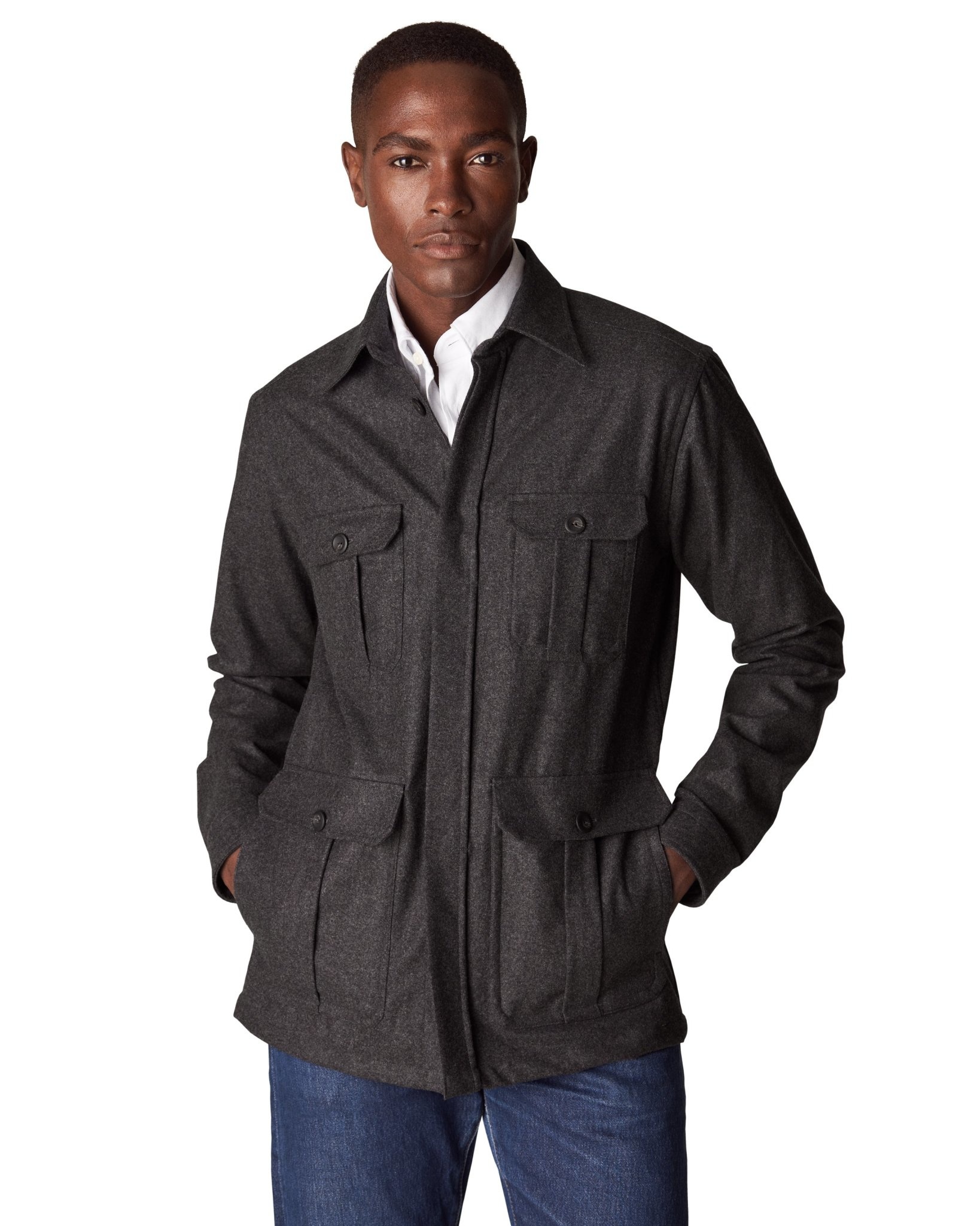 Eton Wool & Cashmere Flannel Overshirt