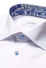 Eton Signature twill with flower trim and blue button