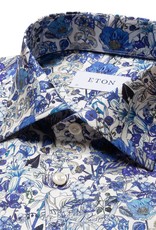 Eton Blue Flower Print on Fine Twill