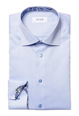 Eton Blue Twill with Flower trim & Blue button - Slim