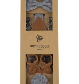 Roy Robson Bow Tie, Braces & pocket Square Party Set - Blue