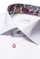 Eton signature twill with flower trim and purple button slim