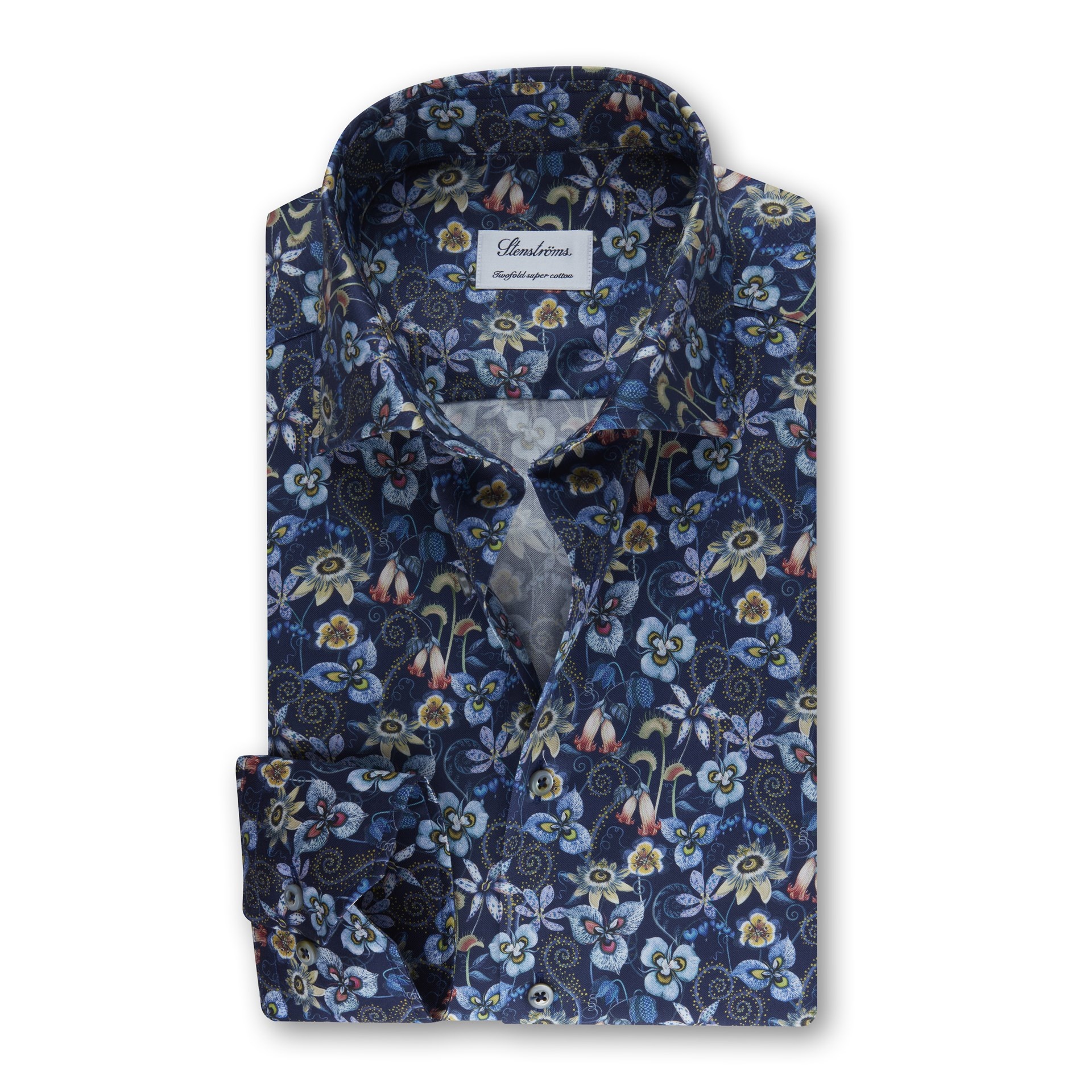 Stenstroms Navy Floral Luxury Twill shirt