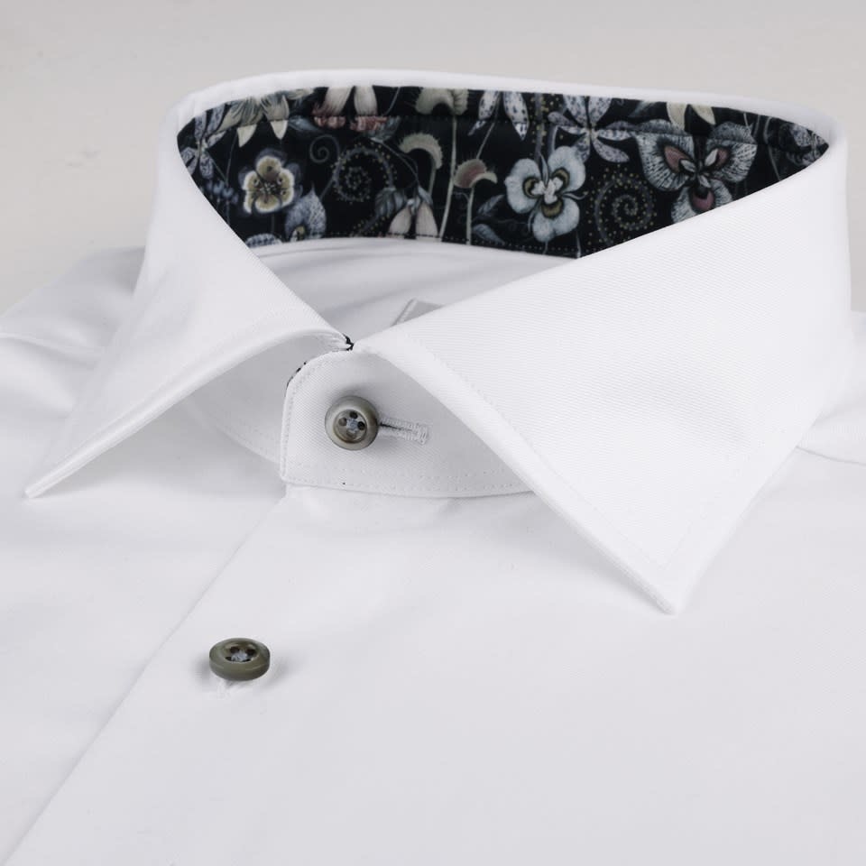 Stenstroms White Contrast twill shirt
