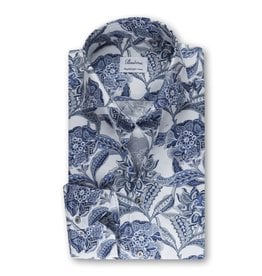 Stenstroms Light Blue Floral & Fern Twill Shirt