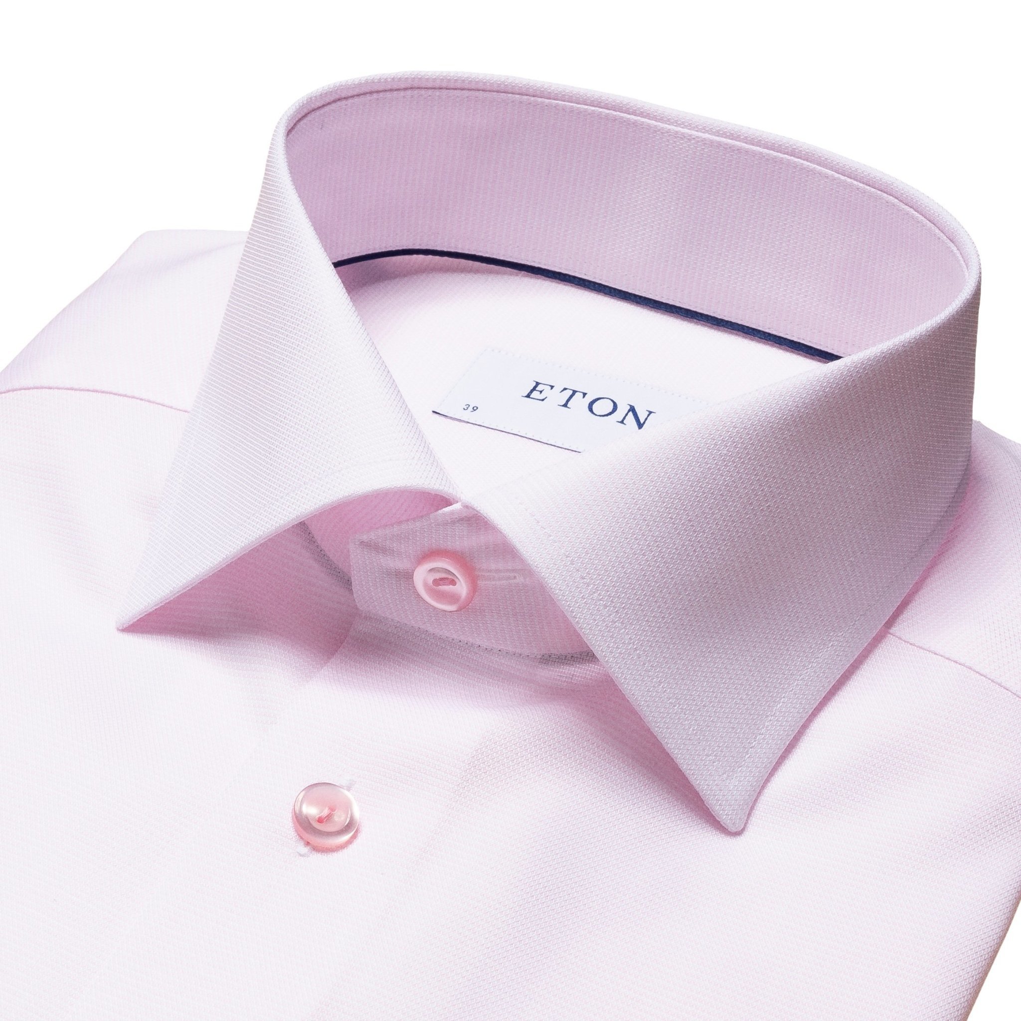 Eton Pink textured Poplin shirt with pink button