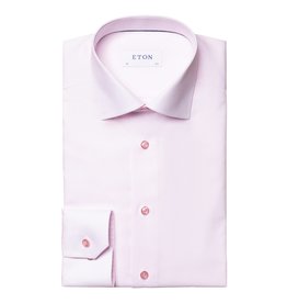 Eton Pink textured Poplin shirt with pink button