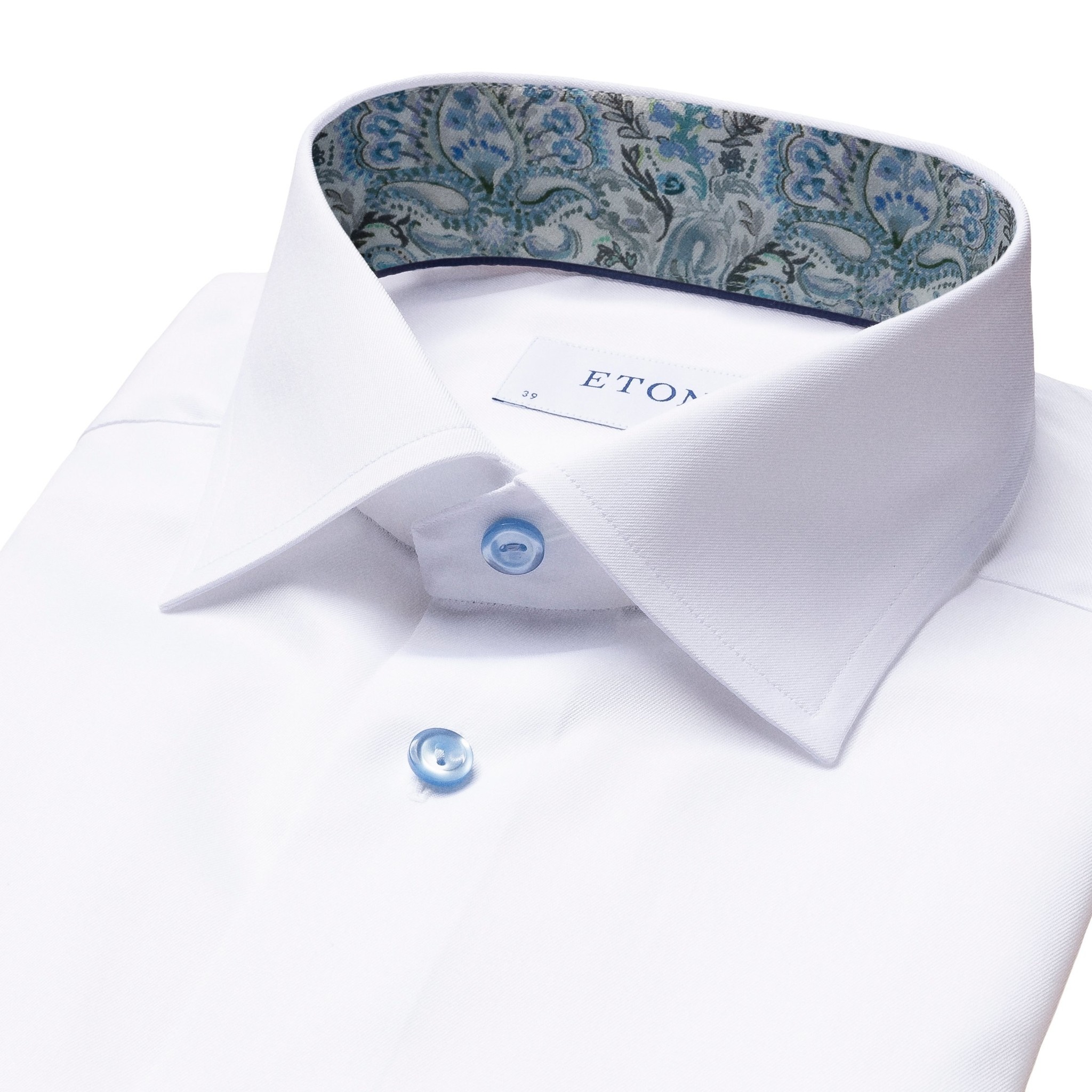 Eton Signature Twill with Pale blue paisley trim