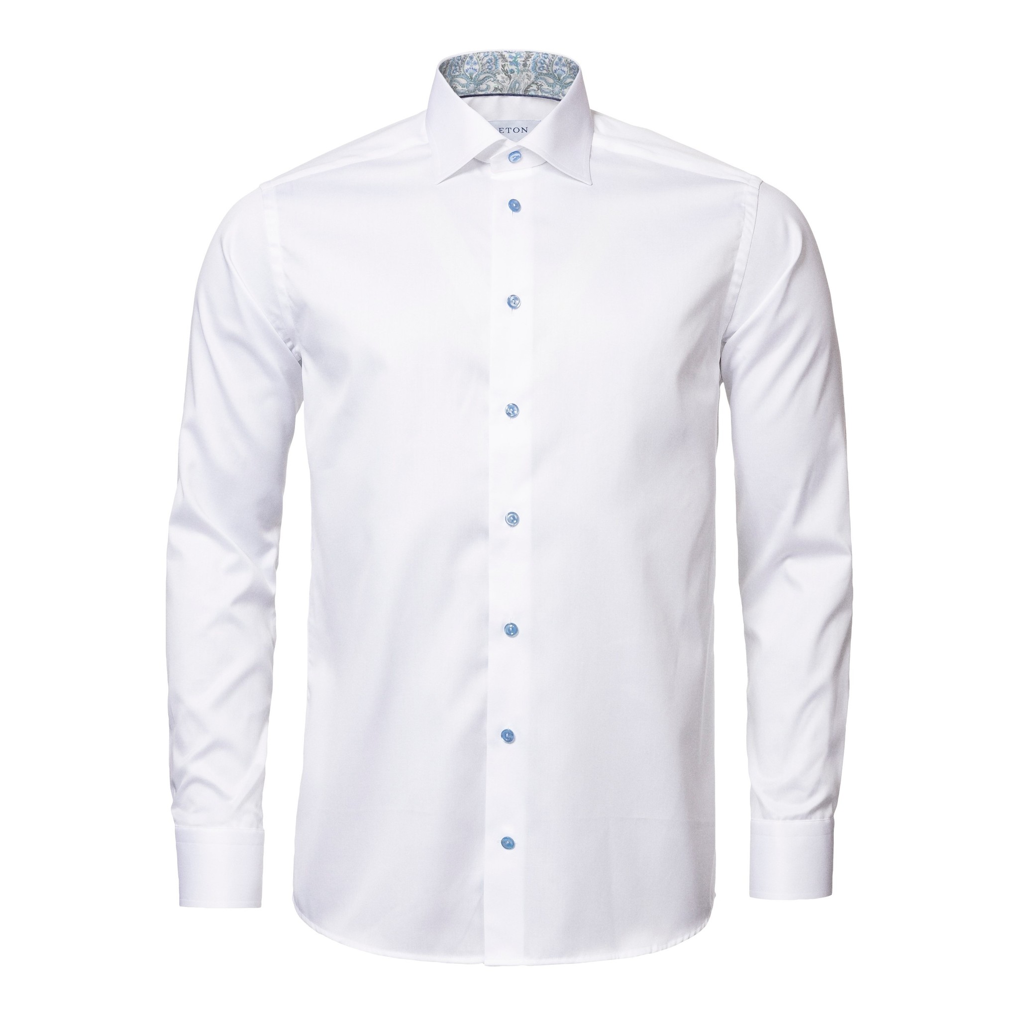 Eton Signature Twill with Pale blue paisley trim