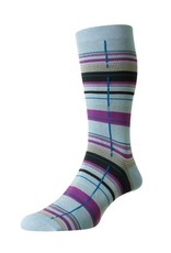 Pantherella Pure Sea Island cotton checked sock - Carway