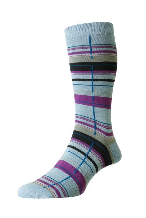 Pantherella Pure Sea Island cotton checked sock - Carway