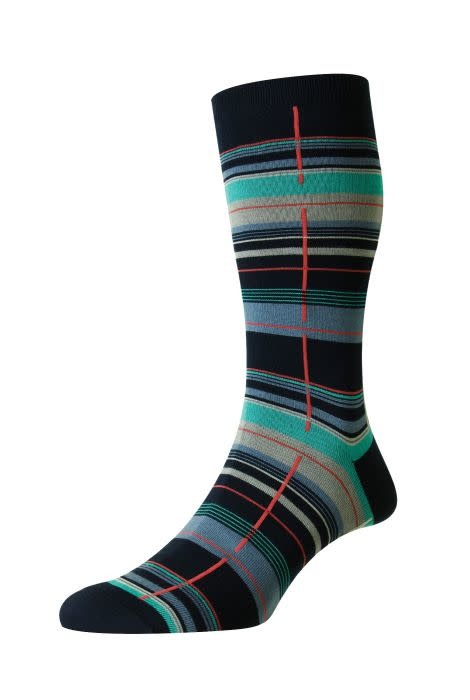 Pantherella Pure Sea Island cotton checked sock - Carway